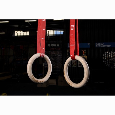 Купить Кольца гимнастические 32 мм красные стропы в Рыбном 