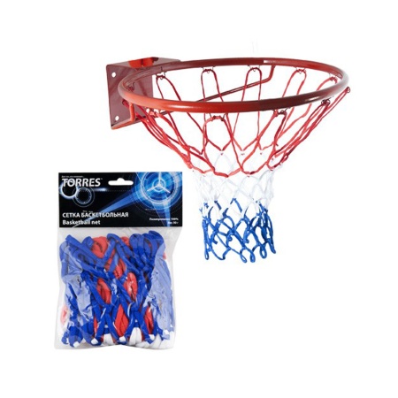 Купить Сетка баскетбольная Torres, нить 4 мм, бело-сине-красная в Рыбном 