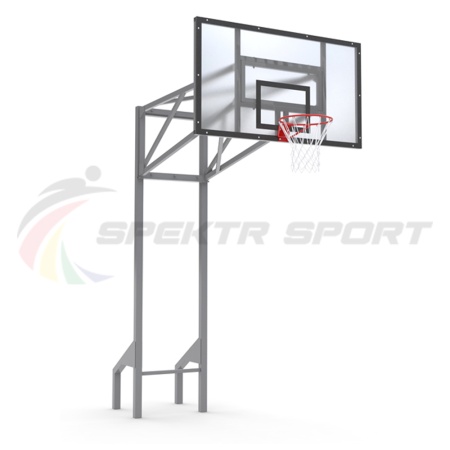 Купить Стойка баскетбольная уличная усиленная со щитом из оргстекла, кольцом и сеткой SP D 413 в Рыбном 
