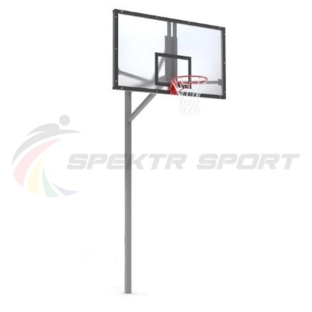 Купить Стойка баскетбольная уличная упрощенная со щитом из оргстекла, кольцом и сеткой SP D 412 в Рыбном 