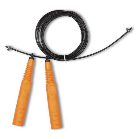 Купить Скакалка высокооборотная Кроссфит стальной шнур в оплетке 2.9 м чёрно-оранжевая в Рыбном 